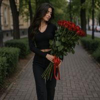 rose (25 pcs.), packaging, ribbon