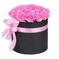 oasis, embossed box, pink rose (23 pcs.), packaging, ribbon