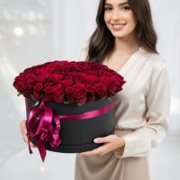 oasis, round box XXL 30x50cm, rose (101 pcs.), packaging, ribbon