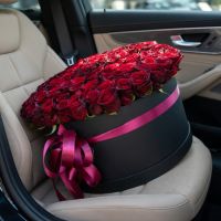 oasis, round box XXL 30x50cm, rose (101 pcs.), packaging, ribbon