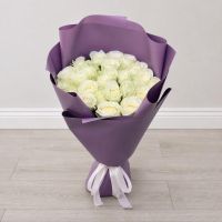 white rose (25 pcs.), packaging, ribbon