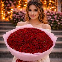 rose (101 pcs.), packaging, ribbon