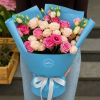 Bouquet Pink mix of roses and eustoma