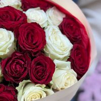 Bouquet  25 red and white roses Kenia