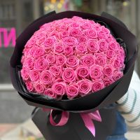 pink rose (101 pcs.), packaging, ribbon