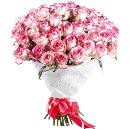 Order beautiful bouquet of 51 white and pink rose with delivery to any city