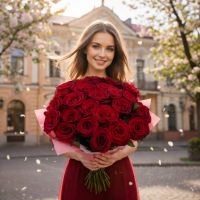 rose (25 pcs.), packaging, ribbon