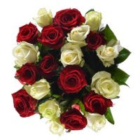 Bouquet White and red roses