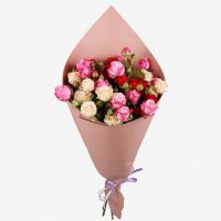 red bush rose, packaging, ribbon