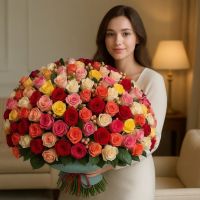 hypericum, rose (131 pcs.), packaging, ribbon