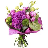 anthurium, carnation, eustoma, packaging, ribbon