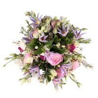 ranunculus, clematis, chamelacium, eustoma, freesia, packaging, tape