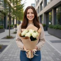 rose (9 pcs.), packaging, ribbon