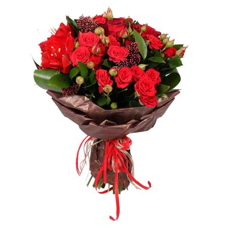  bouquet of seasonal flowes, red seasonal flowers, red bouquet, bouquet of red flowers, bouquet for 