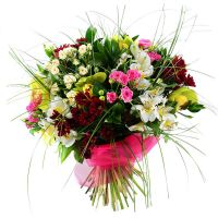 Classy bouquet of carnations, orchids and roses on ua-flowers.com