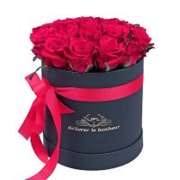 oasis, embossed box, rose (23 pcs.), packaging, ribbon