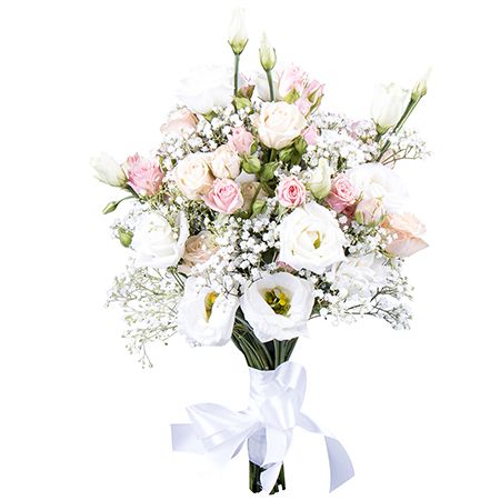 spray roses, eustoma, gypsophila, spray rose, packaging, ribbon