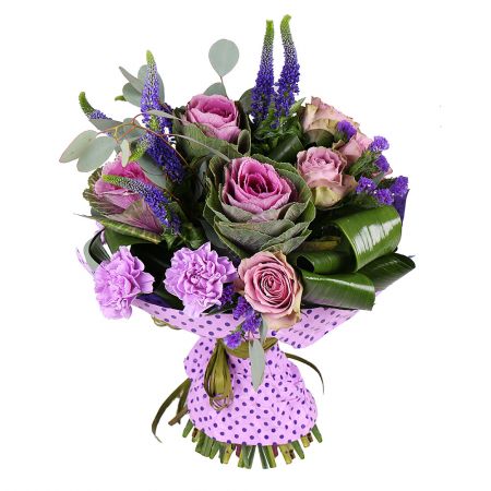 Buy an unusual bouquet in purple tones with delivery