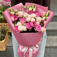 Bouquet Pink mix of roses and eustoma